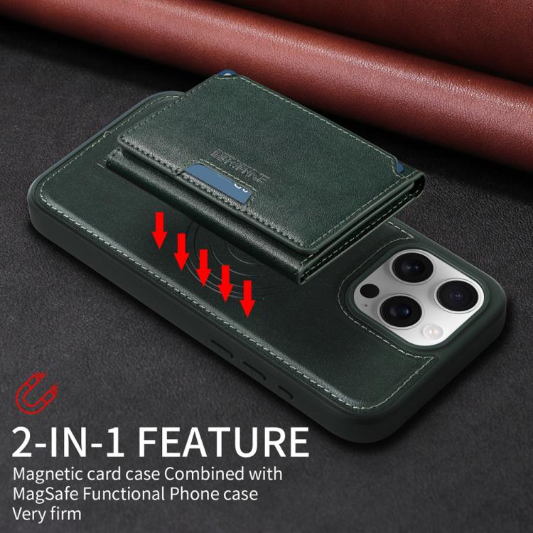 For iPhone 16 Pro Max BETOPNICE Horizontal Flip Detachable MagSafe Wallet Phone Case(Green) by BETOPNICE