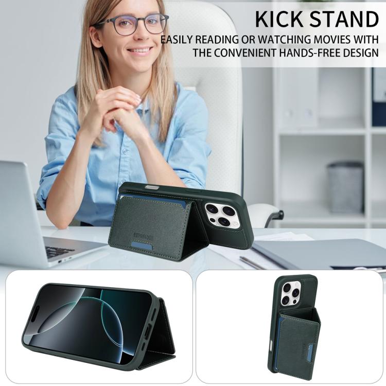 For iPhone 16 Pro Max BETOPNICE Horizontal Flip Detachable MagSafe Wallet Phone Case(Green) by BETOPNICE