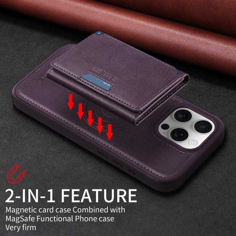 For iPhone 16 Pro Max BETOPNICE Horizontal Flip Detachable MagSafe Wallet Phone Case(Purple) by BETOPNICE