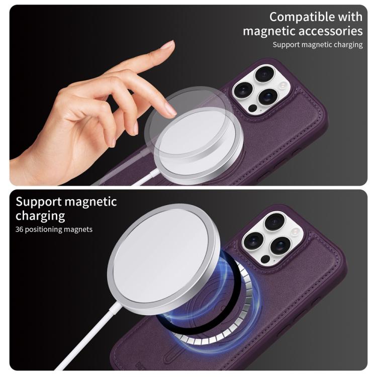 For iPhone 16 Pro Max BETOPNICE Horizontal Flip Detachable MagSafe Wallet Phone Case(Purple) by BETOPNICE