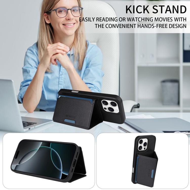 For iPhone 16 Pro Max BETOPNICE Horizontal Flip Detachable MagSafe Wallet Phone Case(Black) by BETOPNICE