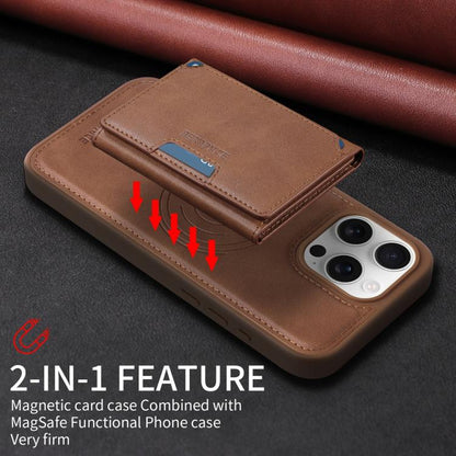 For iPhone 16 Pro Max BETOPNICE Horizontal Flip Detachable MagSafe Wallet Phone Case(Brown) by BETOPNICE