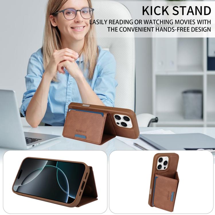 For iPhone 16 Pro Max BETOPNICE Horizontal Flip Detachable MagSafe Wallet Phone Case(Brown) by BETOPNICE