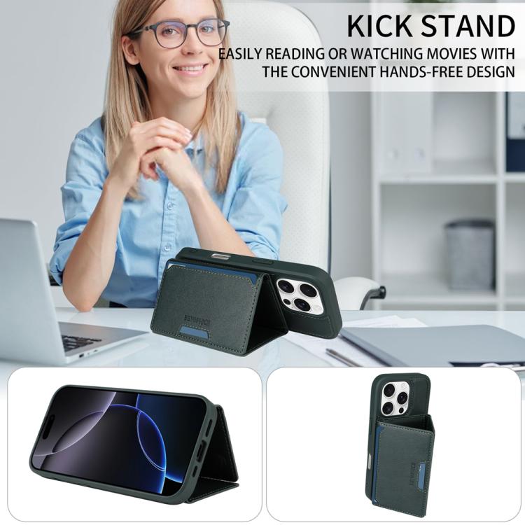 For iPhone 16 Pro BETOPNICE Horizontal Flip Detachable MagSafe Wallet Phone Case(Green) by BETOPNICE