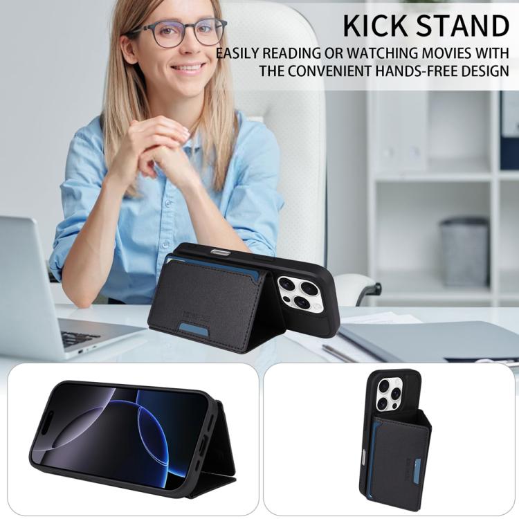 For iPhone 16 Pro BETOPNICE Horizontal Flip Detachable MagSafe Wallet Phone Case(Black) by BETOPNICE