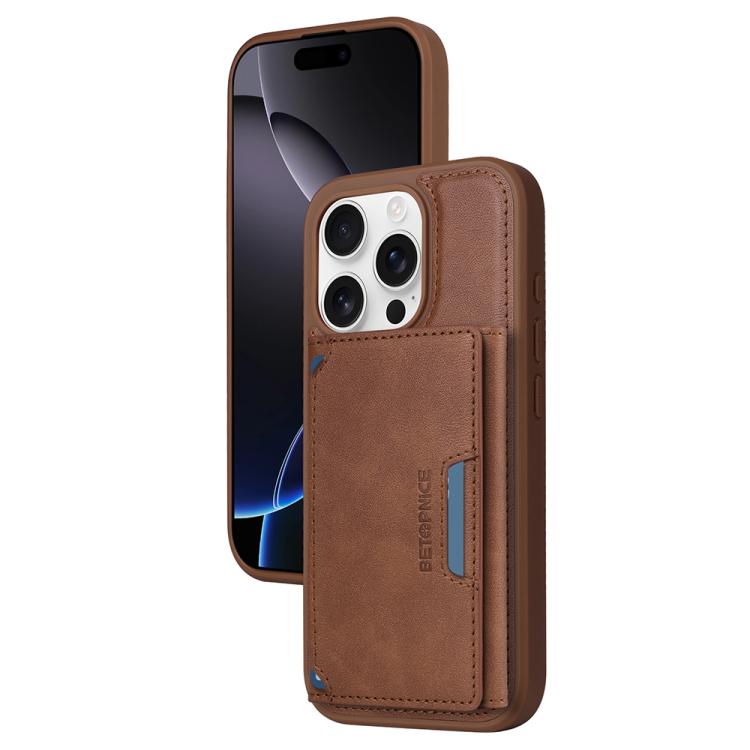 For iPhone 16 Pro BETOPNICE Horizontal Flip Detachable MagSafe Wallet Phone Case(Brown) by BETOPNICE