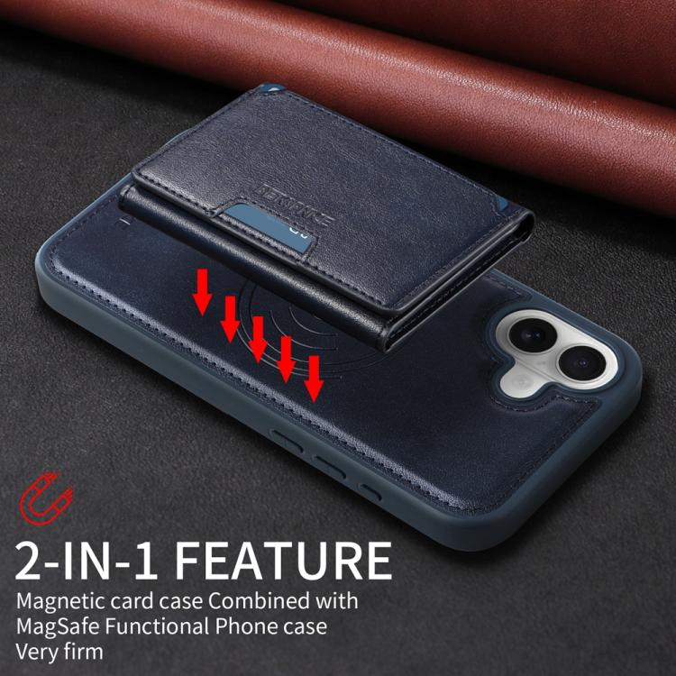 For iPhone 16 Plus BETOPNICE Horizontal Flip Detachable MagSafe Wallet Phone Case(Blue) by BETOPNICE