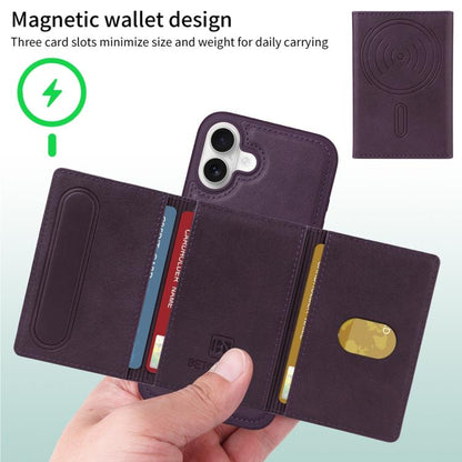 For iPhone 16 Plus BETOPNICE Horizontal Flip Detachable MagSafe Wallet Phone Case(Purple) by BETOPNICE