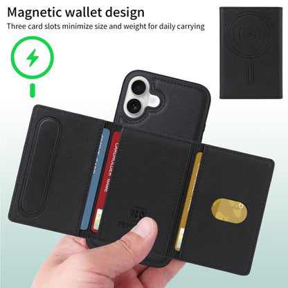 For iPhone 16 Plus BETOPNICE Horizontal Flip Detachable MagSafe Wallet Phone Case(Black) by BETOPNICE