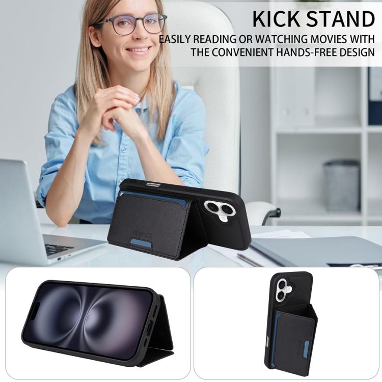 For iPhone 16 Plus BETOPNICE Horizontal Flip Detachable MagSafe Wallet Phone Case(Black) by BETOPNICE