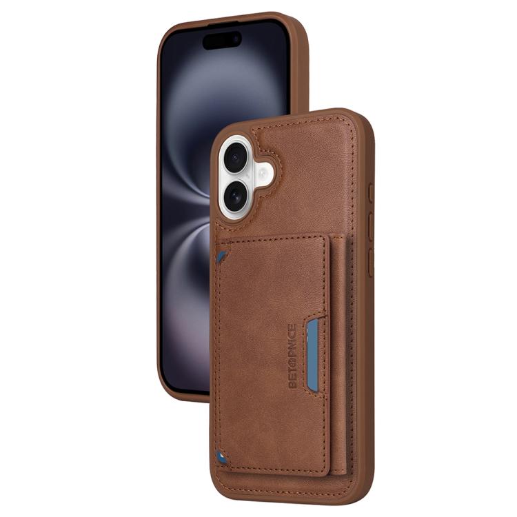 For iPhone 16 Plus BETOPNICE Horizontal Flip Detachable MagSafe Wallet Phone Case(Brown) by BETOPNICE