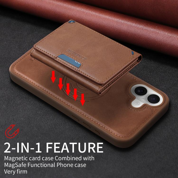 For iPhone 16 Plus BETOPNICE Horizontal Flip Detachable MagSafe Wallet Phone Case(Brown) by BETOPNICE