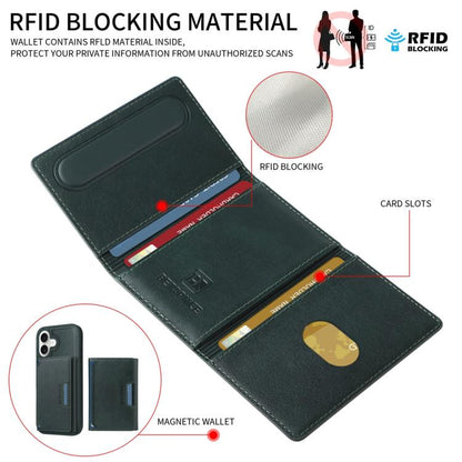 For iPhone 16 BETOPNICE Horizontal Flip Detachable MagSafe Wallet Phone Case(Green) by BETOPNICE