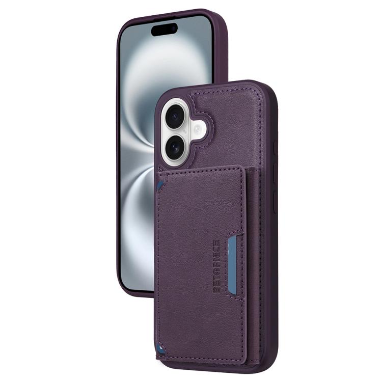 For iPhone 16 BETOPNICE Horizontal Flip Detachable MagSafe Wallet Phone Case(Purple) by BETOPNICE