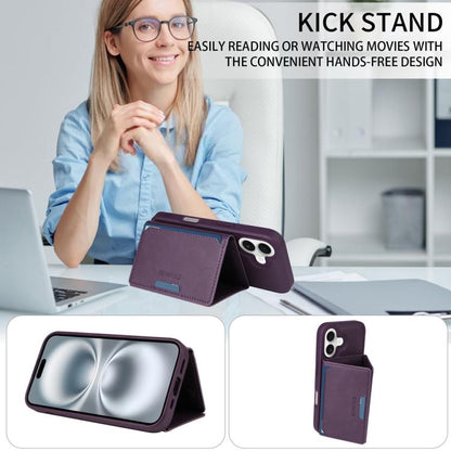For iPhone 16 BETOPNICE Horizontal Flip Detachable MagSafe Wallet Phone Case(Purple) by BETOPNICE