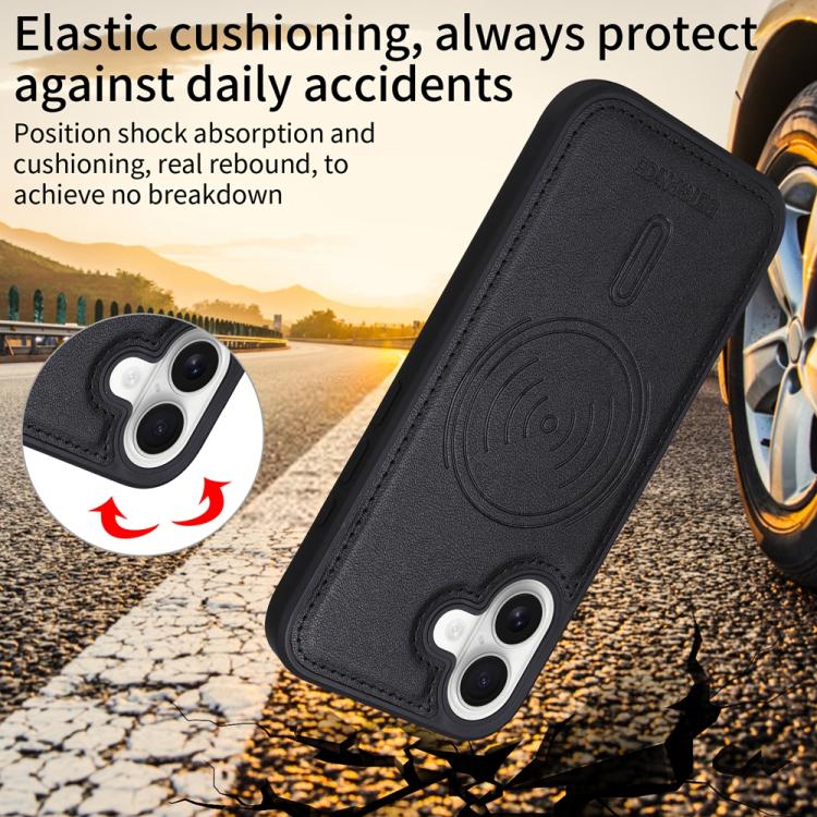 For iPhone 16 BETOPNICE Horizontal Flip Detachable MagSafe Wallet Phone Case(Black) by BETOPNICE