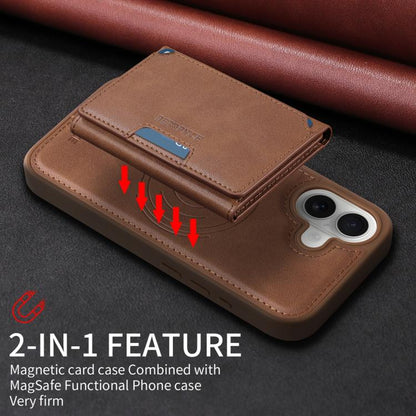 For iPhone 16 BETOPNICE Horizontal Flip Detachable MagSafe Wallet Phone Case(Brown) by BETOPNICE