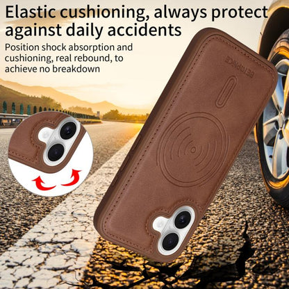 For iPhone 16 BETOPNICE Horizontal Flip Detachable MagSafe Wallet Phone Case(Brown) by BETOPNICE