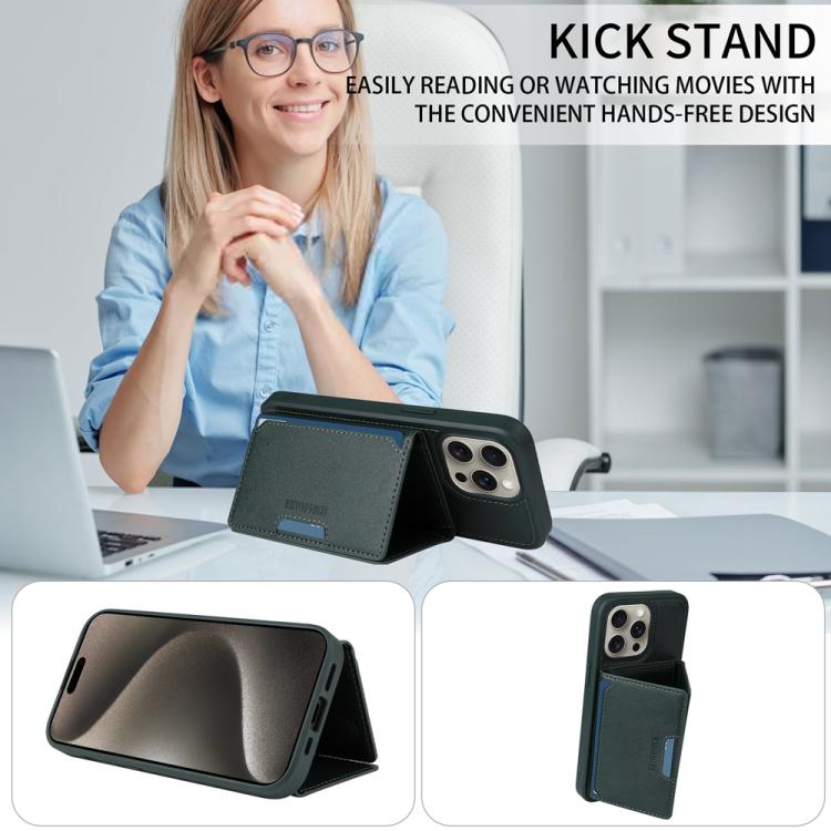 For iPhone 15 Pro Max BETOPNICE Horizontal Flip Detachable MagSafe Wallet Phone Case(Green) by BETOPNICE