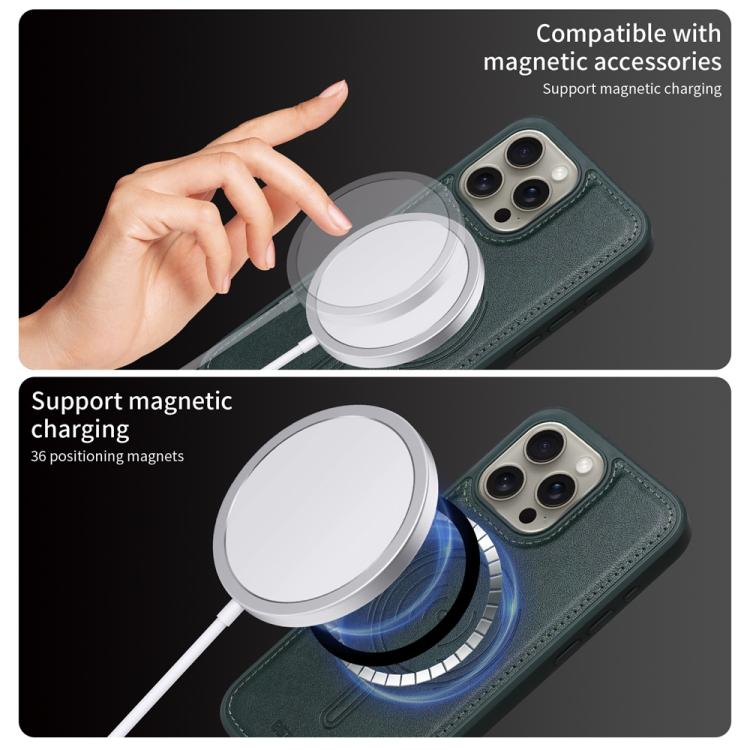 For iPhone 15 Pro Max BETOPNICE Horizontal Flip Detachable MagSafe Wallet Phone Case(Green) by BETOPNICE