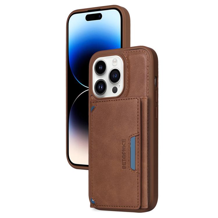 For iPhone 14 Pro BETOPNICE Horizontal Flip Detachable MagSafe Wallet Phone Case(Brown) by BETOPNICE