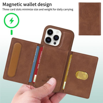 For iPhone 14 Pro BETOPNICE Horizontal Flip Detachable MagSafe Wallet Phone Case(Brown) by BETOPNICE