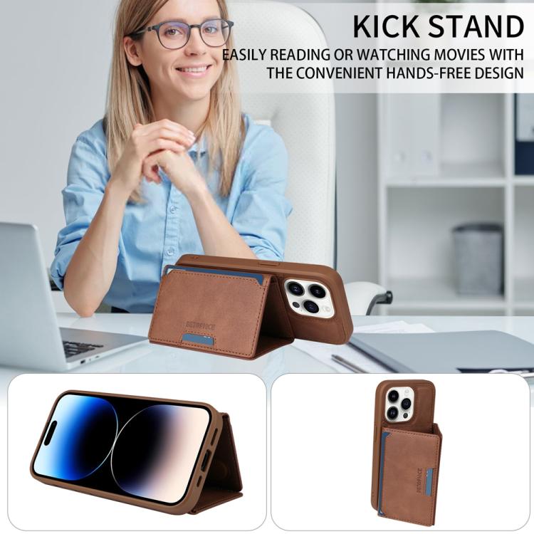 For iPhone 14 Pro BETOPNICE Horizontal Flip Detachable MagSafe Wallet Phone Case(Brown) by BETOPNICE