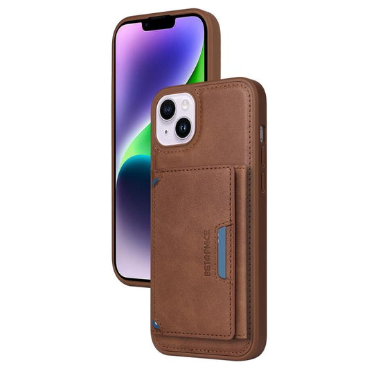 For iPhone 14 Plus BETOPNICE Horizontal Flip Detachable MagSafe Wallet Phone Case(Brown) by BETOPNICE