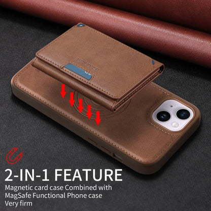 For iPhone 14 Plus BETOPNICE Horizontal Flip Detachable MagSafe Wallet Phone Case(Brown) by BETOPNICE