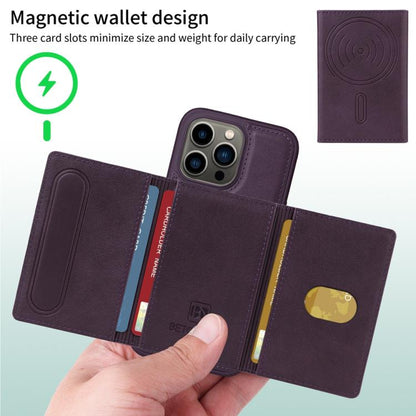 For iPhone 13 Pro BETOPNICE Horizontal Flip Detachable MagSafe Wallet Phone Case(Purple) by BETOPNICE