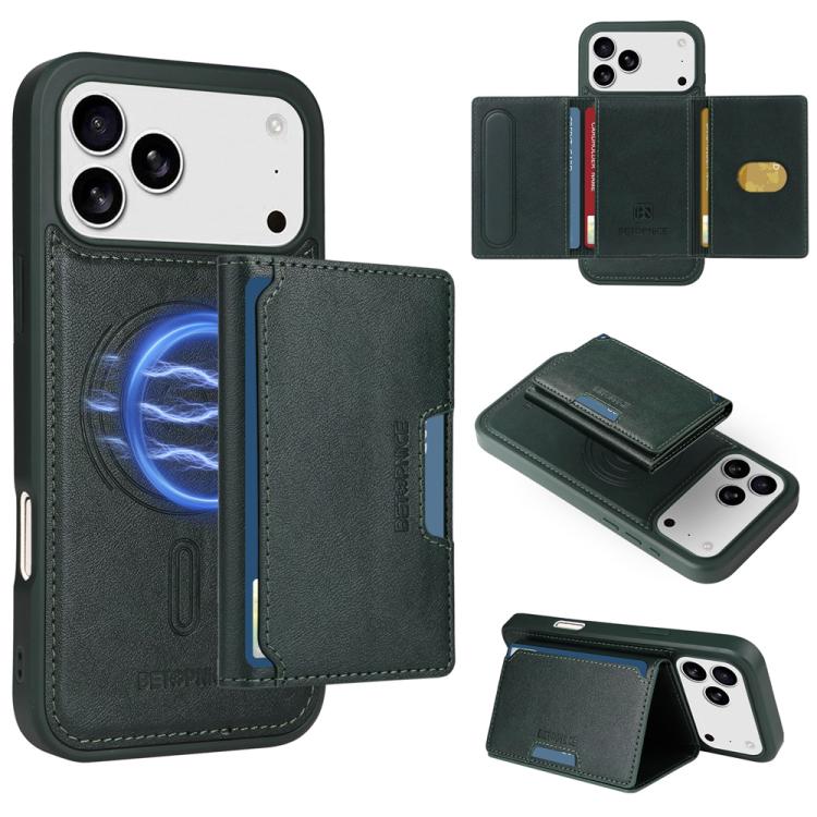 For iPhone 17 Pro Max BETOPNICE Horizontal Flip Detachable MagSafe Wallet Phone Case(Green) by BETOPNICE