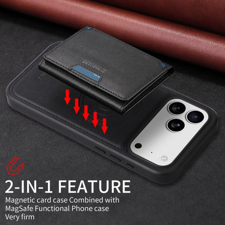For iPhone 17 Pro Max BETOPNICE Horizontal Flip Detachable MagSafe Wallet Phone Case(Black) by BETOPNICE