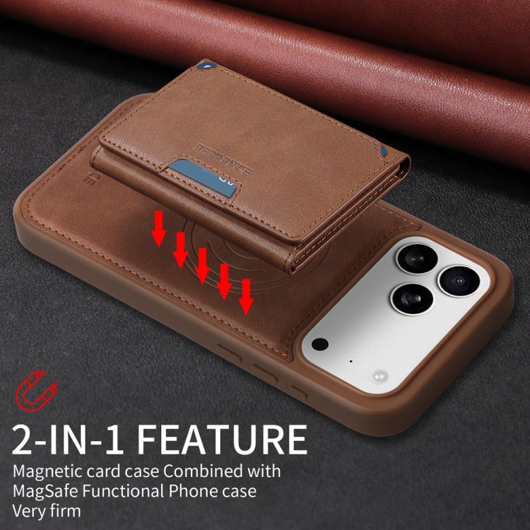 For iPhone 17 Pro Max BETOPNICE Horizontal Flip Detachable MagSafe Wallet Phone Case(Brown) by BETOPNICE