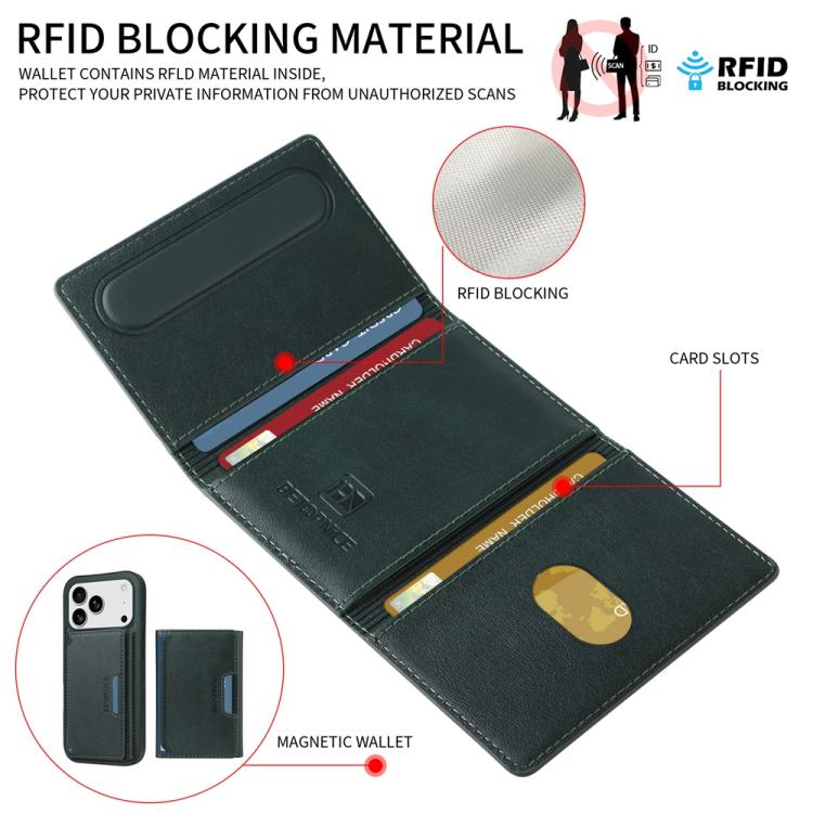 For iPhone 17 Pro BETOPNICE Horizontal Flip Detachable MagSafe Wallet Phone Case(Green) by BETOPNICE