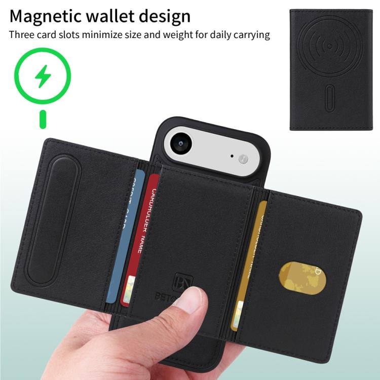 For iPhone Air BETOPNICE Horizontal Flip Detachable MagSafe Wallet Phone Case(Black) by BETOPNICE