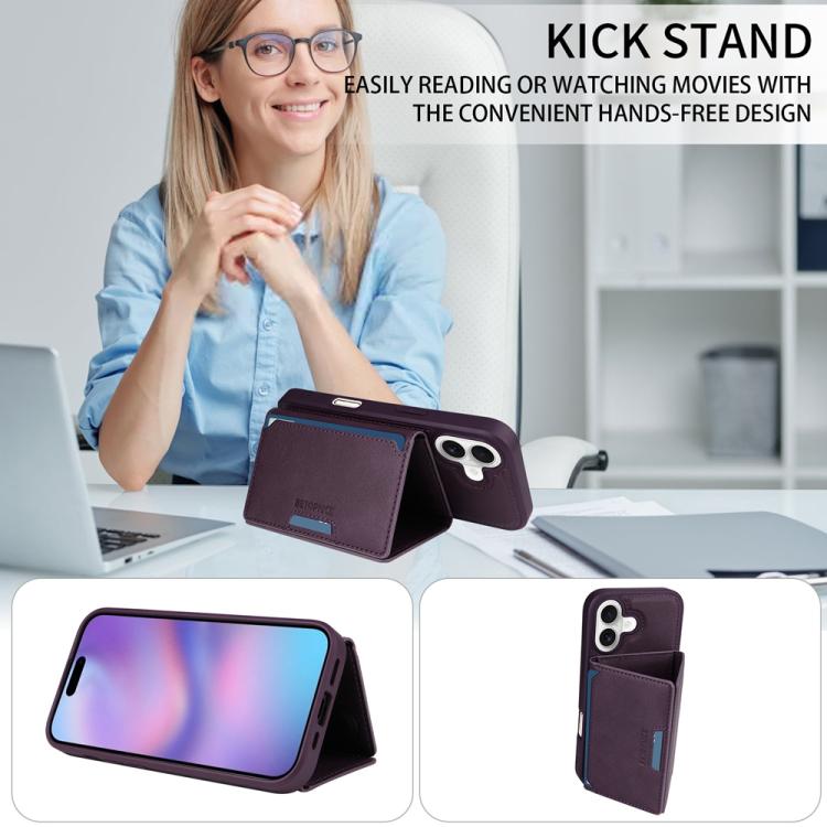 For iPhone 17 BETOPNICE Horizontal Flip Detachable MagSafe Wallet Phone Case(Purple) by BETOPNICE
