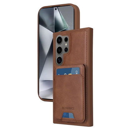 For Samsung Galaxy S24 Ultra 5G BETOPNICE Vertical Flip Detachable MagSafe Wallet Phone Case(Brown) by BETOPNICE