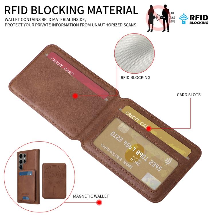 For Samsung Galaxy S24 Ultra 5G BETOPNICE Vertical Flip Detachable MagSafe Wallet Phone Case(Brown) by BETOPNICE