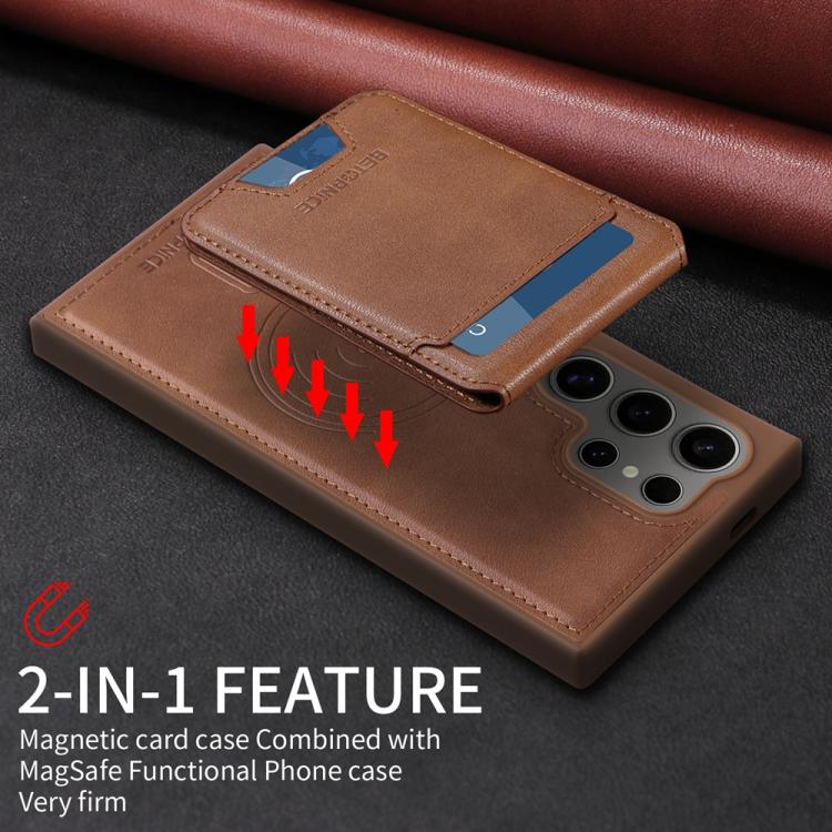 For Samsung Galaxy S24 Ultra 5G BETOPNICE Vertical Flip Detachable MagSafe Wallet Phone Case(Brown) by BETOPNICE