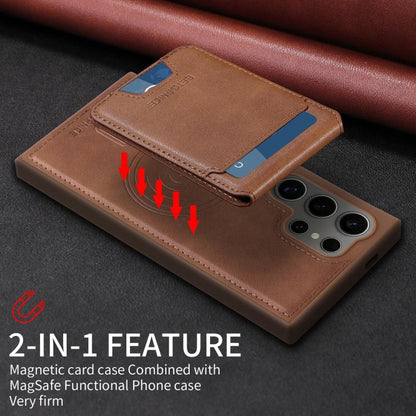 For Samsung Galaxy S24 Ultra 5G BETOPNICE Vertical Flip Detachable MagSafe Wallet Phone Case(Brown) by BETOPNICE