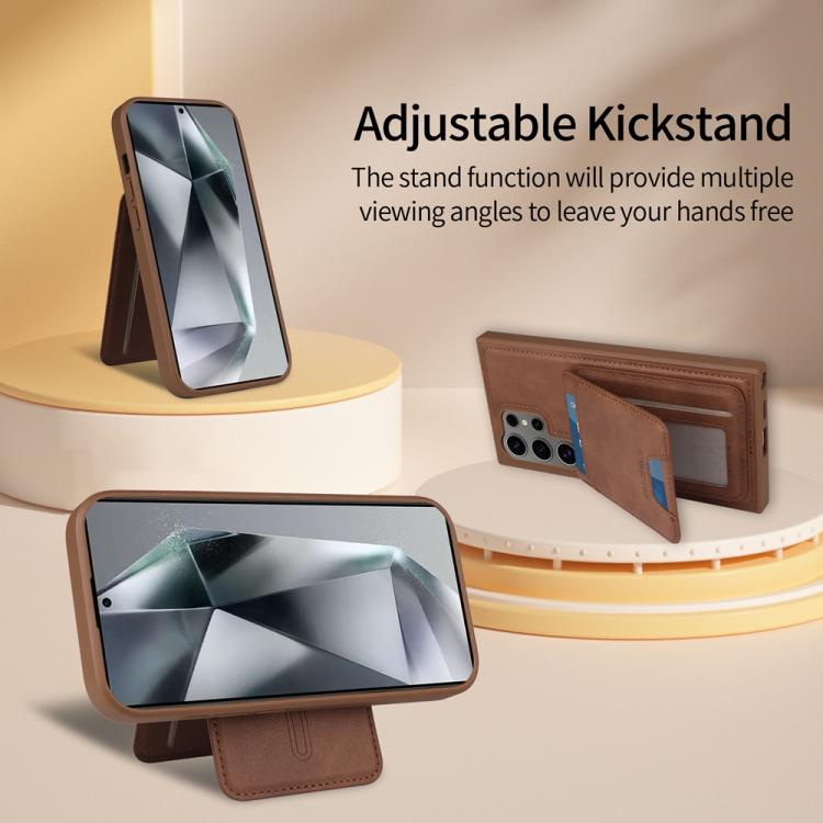 For Samsung Galaxy S24 Ultra 5G BETOPNICE Vertical Flip Detachable MagSafe Wallet Phone Case(Brown) by BETOPNICE