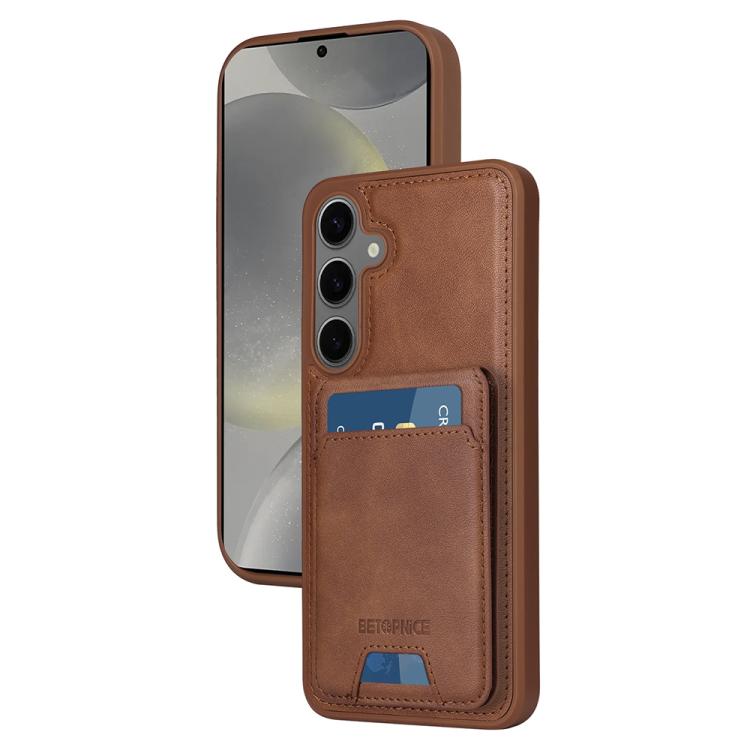 For Samsung Galaxy S24+ 5G BETOPNICE Vertical Flip Detachable MagSafe Wallet Phone Case(Brown) by BETOPNICE