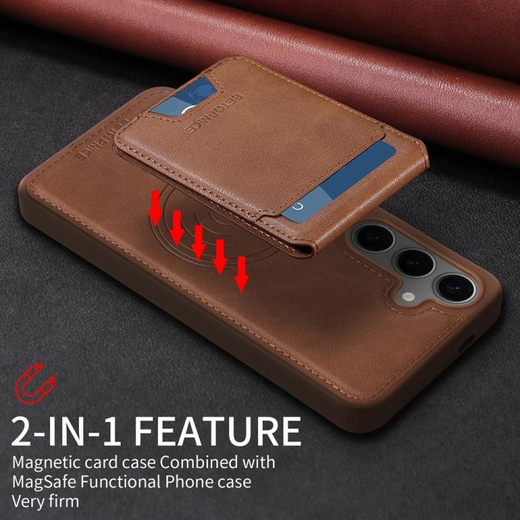 For Samsung Galaxy S24+ 5G BETOPNICE Vertical Flip Detachable MagSafe Wallet Phone Case(Brown) by BETOPNICE