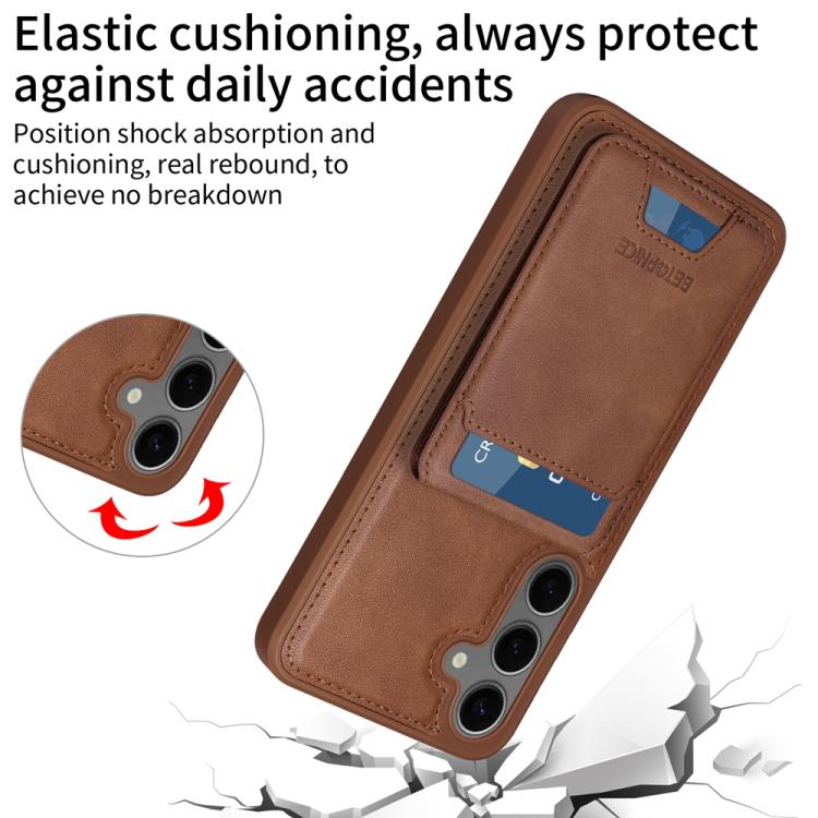 For Samsung Galaxy S24+ 5G BETOPNICE Vertical Flip Detachable MagSafe Wallet Phone Case(Brown) by BETOPNICE