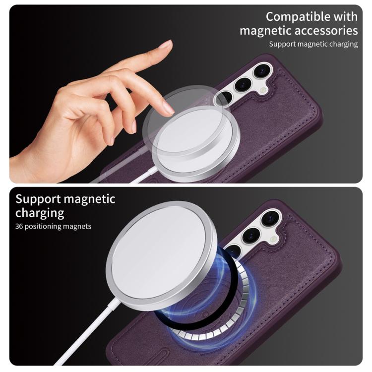 For Samsung Galaxy S24 5G BETOPNICE Vertical Flip Detachable MagSafe Wallet Phone Case(Purple) by BETOPNICE