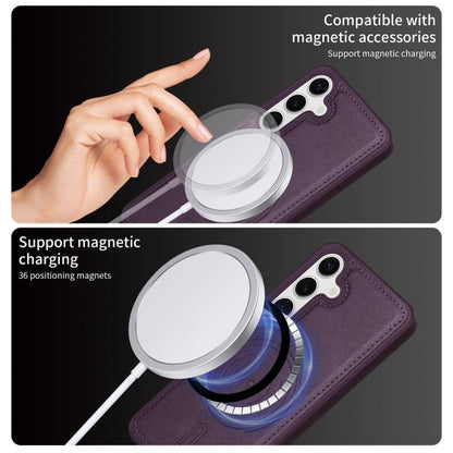 For Samsung Galaxy S24 5G BETOPNICE Vertical Flip Detachable MagSafe Wallet Phone Case(Purple) by BETOPNICE