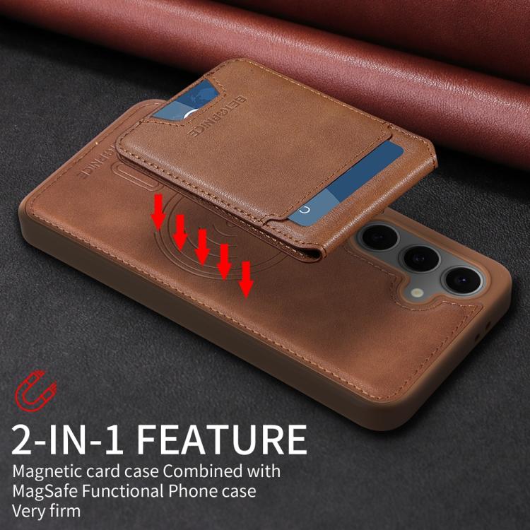 For Samsung Galaxy S24 FE 5G BETOPNICE Vertical Flip Detachable MagSafe Wallet Phone Case(Brown) by BETOPNICE
