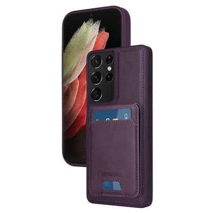 For Samsung Galaxy S21 Ultra 5G BETOPNICE Vertical Flip Detachable MagSafe Wallet Phone Case(Purple) by BETOPNICE