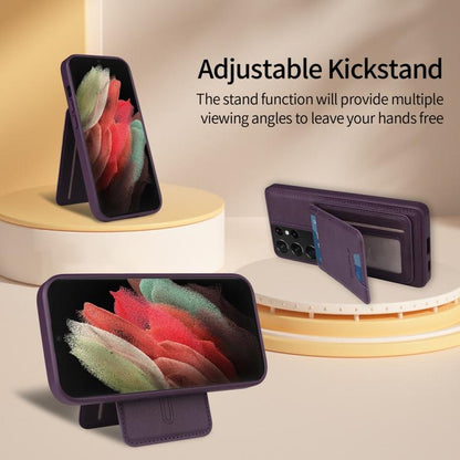 For Samsung Galaxy S21 Ultra 5G BETOPNICE Vertical Flip Detachable MagSafe Wallet Phone Case(Purple) by BETOPNICE