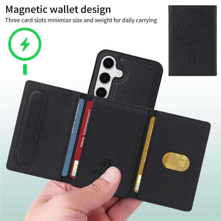 For Samsung Galaxy S24 5G BETOPNICE Horizontal Flip Detachable MagSafe Wallet Phone Case(Black) by BETOPNICE